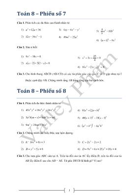 Toán 8  Phiếu bài tập số 7